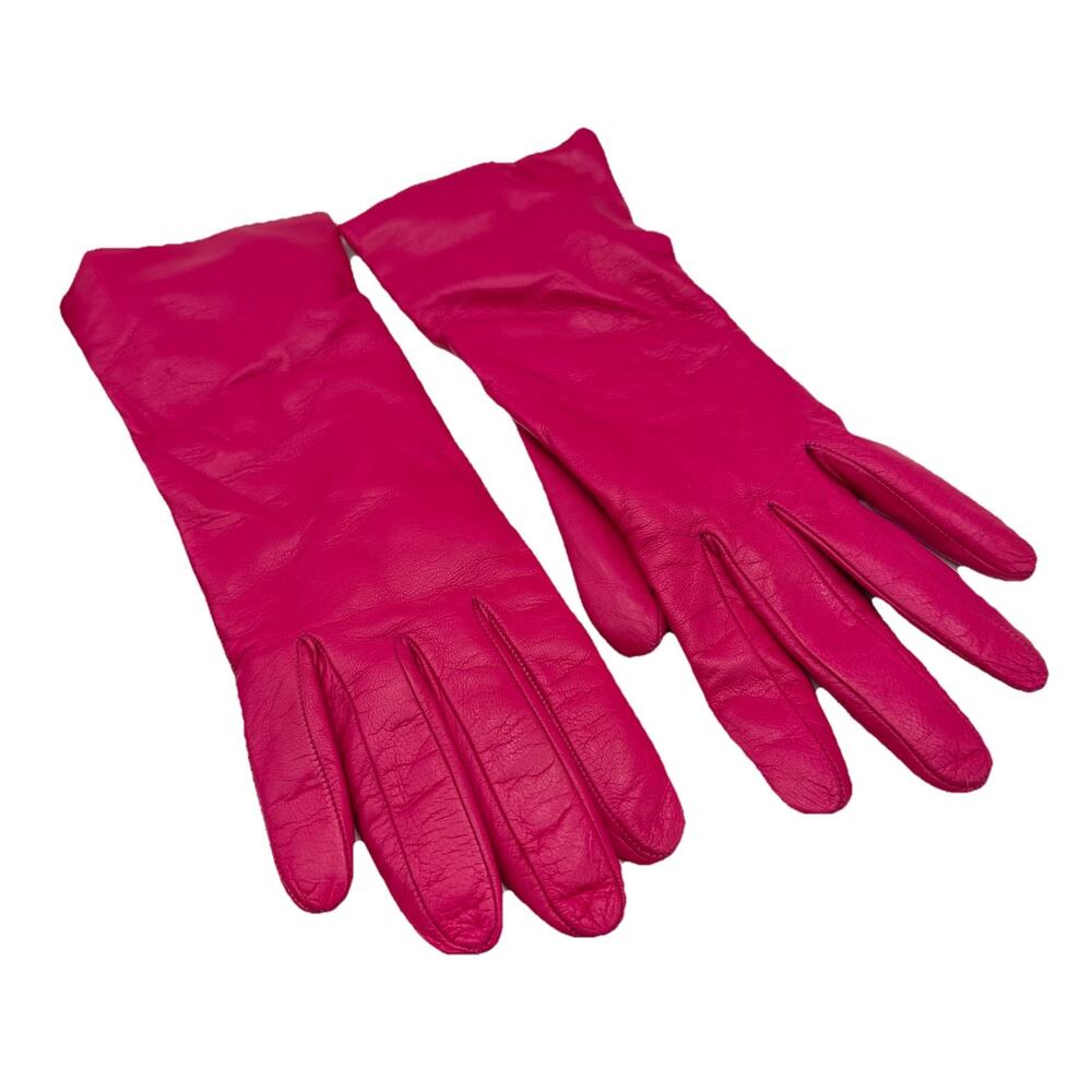 Sermoneta Women's Bright Pink Leather Cashmere Lined Made Italy Vtg Sz 7.5 EUC